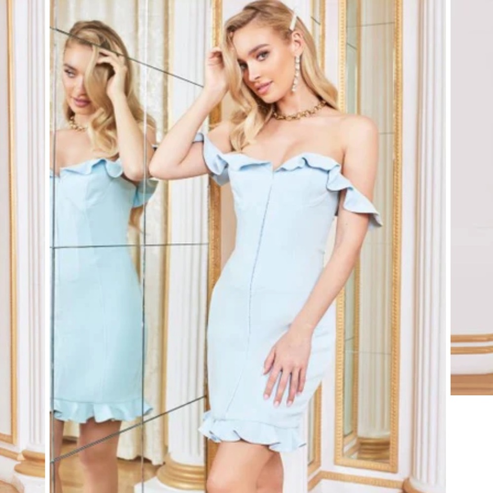 Lavish Alice | Baby Blue Ruffle Corset Mini Dress | Size 4